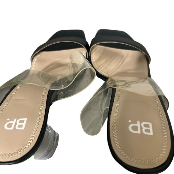 BP. Block Heel Mule Slide Sandal 7 Clear Strap Square Toe Minimalist Black Naomi - Picture 6 of 10